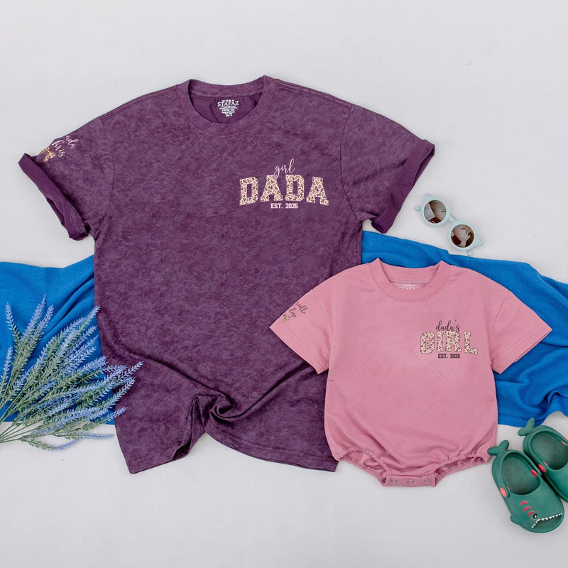 Personalized Girl Dada and Dada's Girl Matching Shirts Est. 2026 Custom Father Daughter Outfit First Father’s Day Gift Trendy Leopard Print