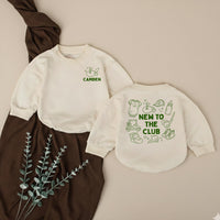 Personalized Golf Baby Romper New To The Club Outfit for Boys Custom Name Forest Green Design Baby Shower Gift Coming Home Clothes
