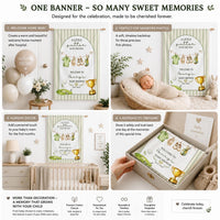 Personalized Golf Baby Shower Backdrop Sage Green Stripes Vintage Welcome Sign with Baby Name Custom Arch Design for Party Decor