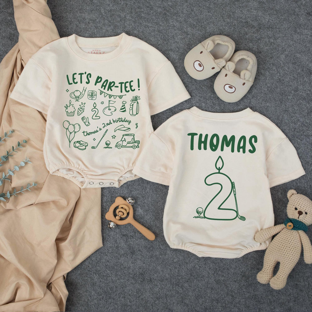 Personalized Golf Birthday Shirt Let's Par-Tee with Name and Age Candle Graphic for Toddler Boy 2nd Birthday Party Outfit Soft Cotton Design