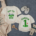Personalized Golf First Birthday Outfit for Baby Boy with Green and Blue Design, Par-Tee Boy Romper or Hole in One Cake Smash Outfit