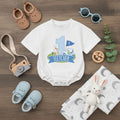 Personalized Golf First Birthday Romper Baby Boy Outfit Light Blue Gingham Bubble Bodysuit Custom Name Infant Party Clothes Cotton