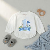 Personalized Golf First Birthday Romper Baby Boy Outfit Light Blue Gingham Bubble Bodysuit Custom Name Infant Party Clothes Cotton