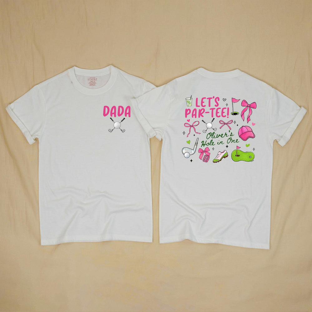 Personalized Golf First Birthday Shirts for Family Hole in One Matching Outfits Pink and Green 1st Birthday Girl Party Clothes