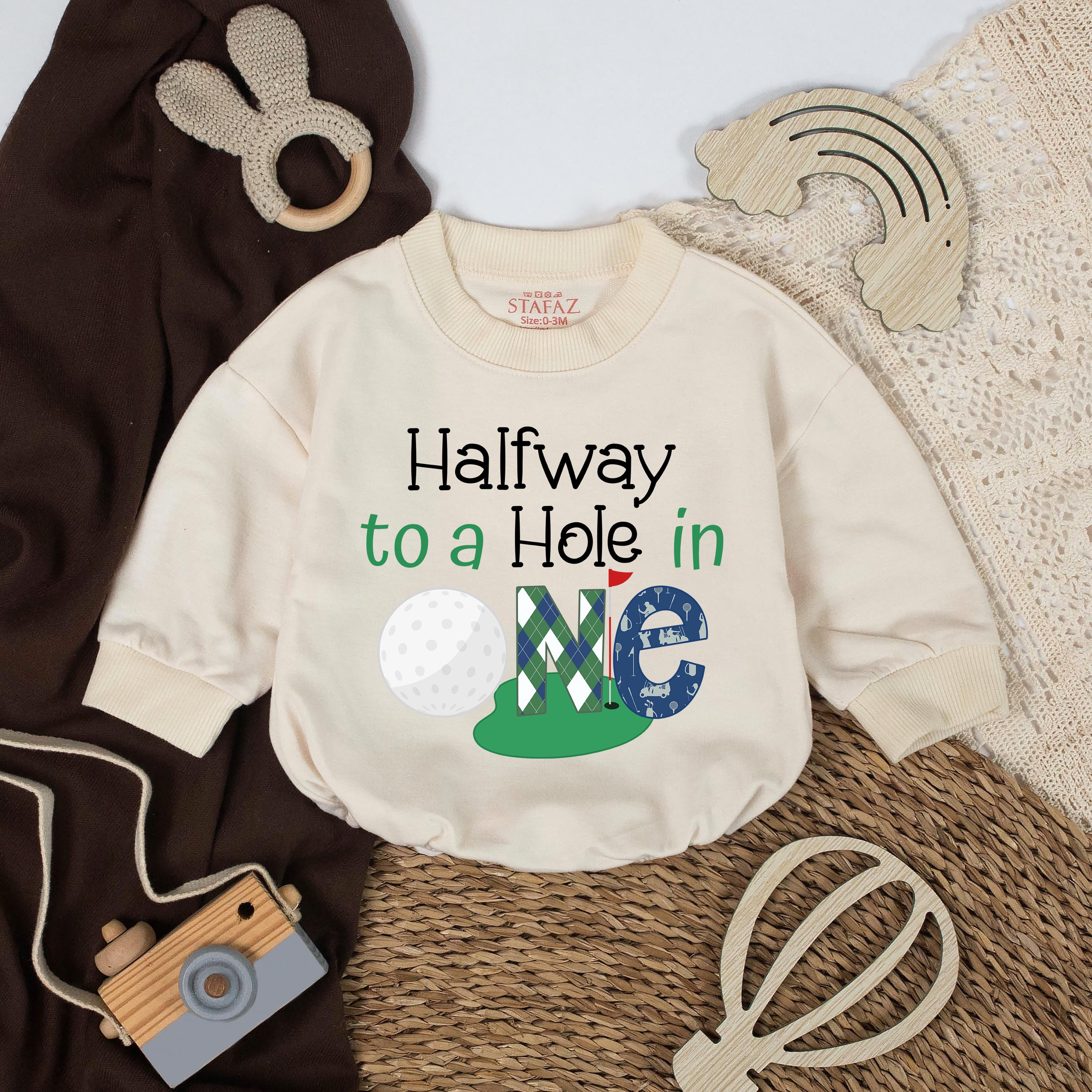 Personalized Golf Half Birthday Romper for Baby Boys, Halfway to Hole in One Outfit, Custom 6 Month Cake Smash Outfit with Fun Golf Theme