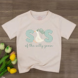Personalized Goose Family Birthday Shirts with Gingham Letters Mom Dad Baby Outfit Custom Name First Birthday Party Bodysuit Gift