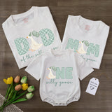Personalized Goose Family Birthday Shirts with Gingham Letters Mom Dad Baby Outfit Custom Name First Birthday Party Bodysuit Gift