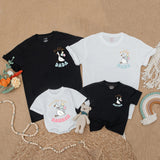 Personalized Goose Family Matching Shirts Fun Birthday Outfit for Baby Toddler Party with Soft Pastel Balloons and Custom Names