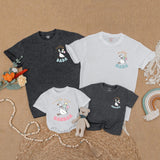 Personalized Goose Family Matching Shirts Fun Birthday Outfit for Baby Toddler Party with Soft Pastel Balloons and Custom Names