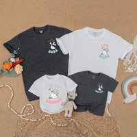Personalized Goose Family Matching Shirts Fun Birthday Outfit for Baby Toddler Party with Soft Pastel Balloons and Custom Names