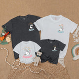 Personalized Goose Family Matching Shirts Fun Birthday Outfit for Baby Toddler Party with Soft Pastel Balloons and Custom Names