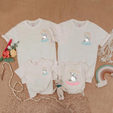 Personalized Goose Family Matching Shirts Fun Birthday Outfit for Baby Toddler Party with Soft Pastel Balloons and Custom Names
