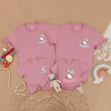 Personalized Goose Family Matching Shirts Fun Birthday Outfit for Baby Toddler Party with Soft Pastel Balloons and Custom Names