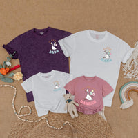 Personalized Goose Family Matching Shirts Fun Birthday Outfit for Baby Toddler Party with Soft Pastel Balloons and Custom Names