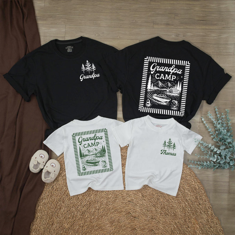 Personalized Grandpa Camp Baby Romper with Custom Name, Soft Long Sleeve Cotton Outfit for Newborns & Toddlers, Matching Family Gift