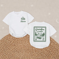 Personalized Grandpa Camp Baby Romper with Custom Name, Soft Long Sleeve Cotton Outfit for Newborns & Toddlers, Matching Family Gift