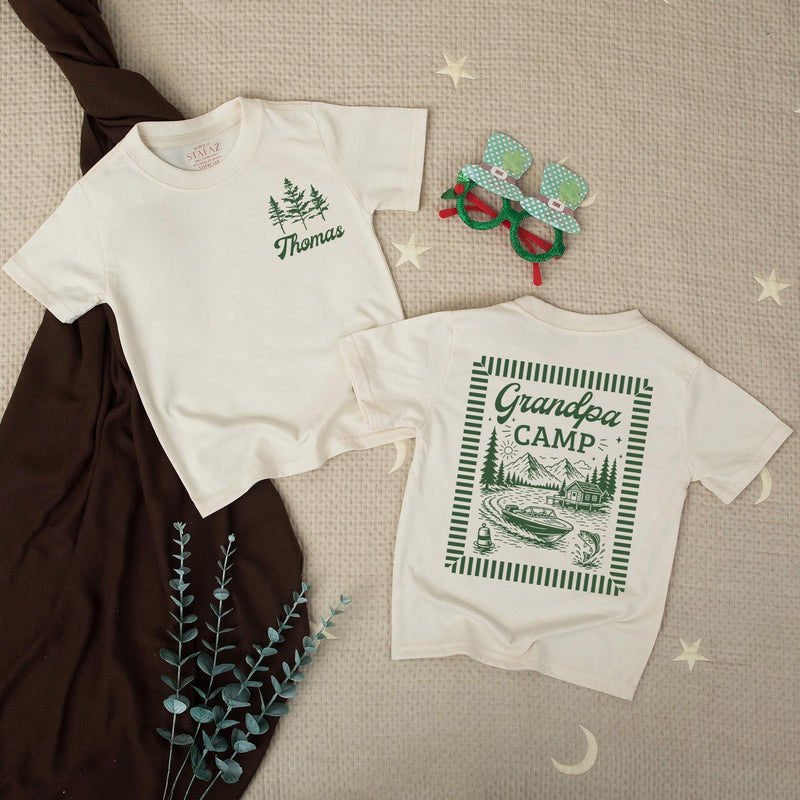 Personalized Grandpa Camp Baby Romper with Custom Name, Soft Long Sleeve Cotton Outfit for Newborns & Toddlers, Matching Family Gift