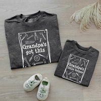 Personalized Grandpa and Me Matching Outfit with Handyman Tools Design, Grandpa's Little Helper Baby Romper and Grandpa Shirt, Soft Cotton