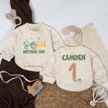 Personalized Green Tractor Birthday Romper for Baby Boys First Party, Farm Theme Outfit with Custom Name Tan Number One Gift