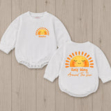 Personalized Half Birthday Baby Romper Custom Sun Half Way Around The Sun Outfit 6 Month Old Baby Clothes Short Sleeve