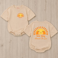 Personalized Half Birthday Baby Romper Custom Sun Half Way Around The Sun Outfit 6 Month Old Baby Clothes Short Sleeve