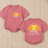 Personalized Half Birthday Baby Romper Custom Sun Half Way Around The Sun Outfit 6 Month Old Baby Clothes Short Sleeve