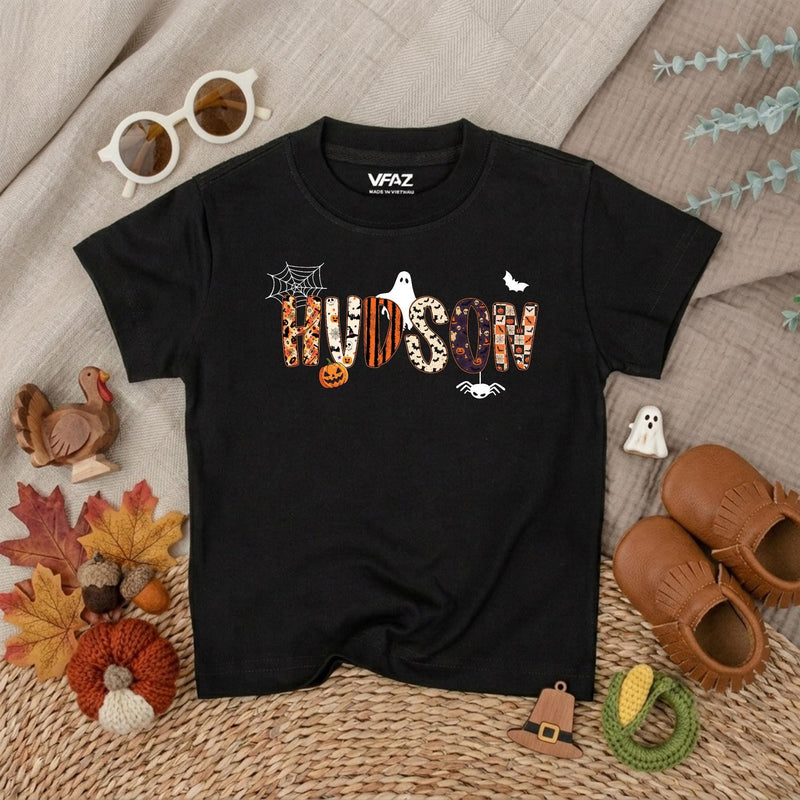 Personalized Halloween Baby Boy Romper with Name Ghost Bat Pumpkin Design Toddler First Halloween Outfit Soft Cotton Spooky Gift
