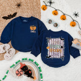 Personalized Halloween Baby Romper with Pumpkin Face and Spooky Vibes Design Fun Infant Bodysuit Trick or Treat Gift for Baby Girl or Boy