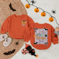 Personalized Halloween Baby Romper with Pumpkin Face and Spooky Vibes Design Fun Infant Bodysuit Trick or Treat Gift for Baby Girl or Boy