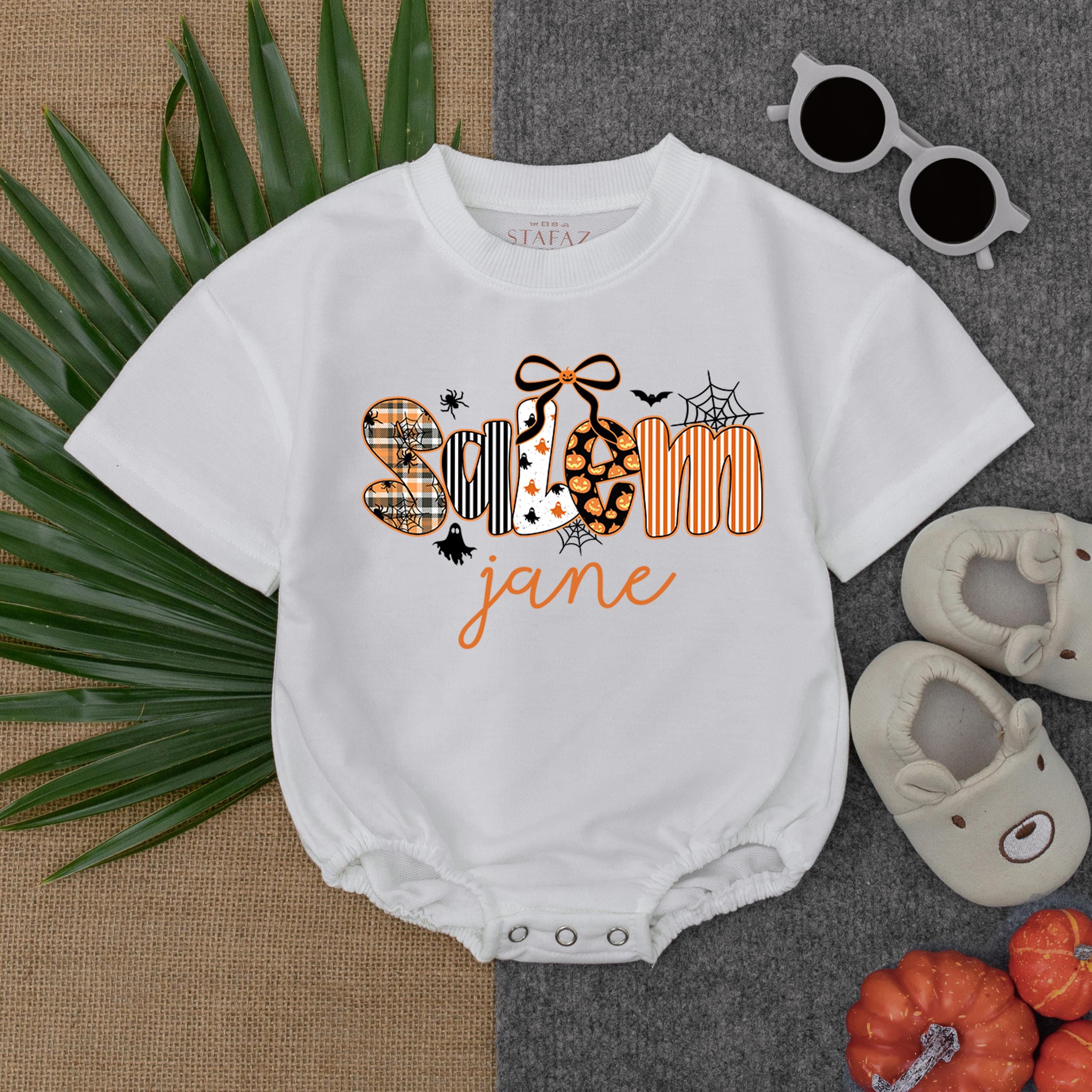 Personalized Halloween Baby Romper Salem Jane Festive Spooky Girl Outfit Cotton Comfortable Infant First Holiday Gift Custom Name