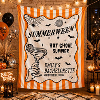 Personalized Halloween Bachelorette Banner Summerween Party Decor Custom Name Date Backdrop Spooky Bride Hot Ghoul October Celebration