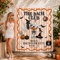 Personalized Halloween Bachelorette Party Banner Retro Orange Disco Theme Custom Name Date Mia's Celebration Miami Witch Design
