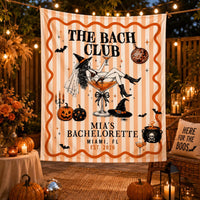 Personalized Halloween Bachelorette Party Banner Retro Orange Disco Theme Custom Name Date Mia's Celebration Miami Witch Design
