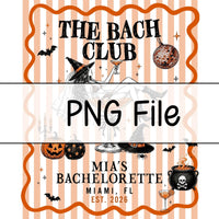 Personalized Halloween Bachelorette Party Banner Retro Orange Disco Theme Custom Name Date Mia's Celebration Miami Witch Design