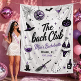 Personalized Halloween Bachelorette Silk Banner with Spooky Bride Theme, Custom Name, Ghost & Witch Motifs, Party Backdrop Decor