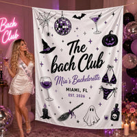 Personalized Halloween Bachelorette Silk Banner with Spooky Bride Theme, Custom Name, Ghost & Witch Motifs, Party Backdrop Decor