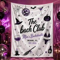 Personalized Halloween Bachelorette Silk Banner with Spooky Bride Theme, Custom Name, Ghost & Witch Motifs, Party Backdrop Decor