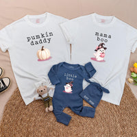 Personalized Halloween Family Matching Tees for Adults and Kids Pumpkin Boo Costume Set Soft Cotton for Fall Season