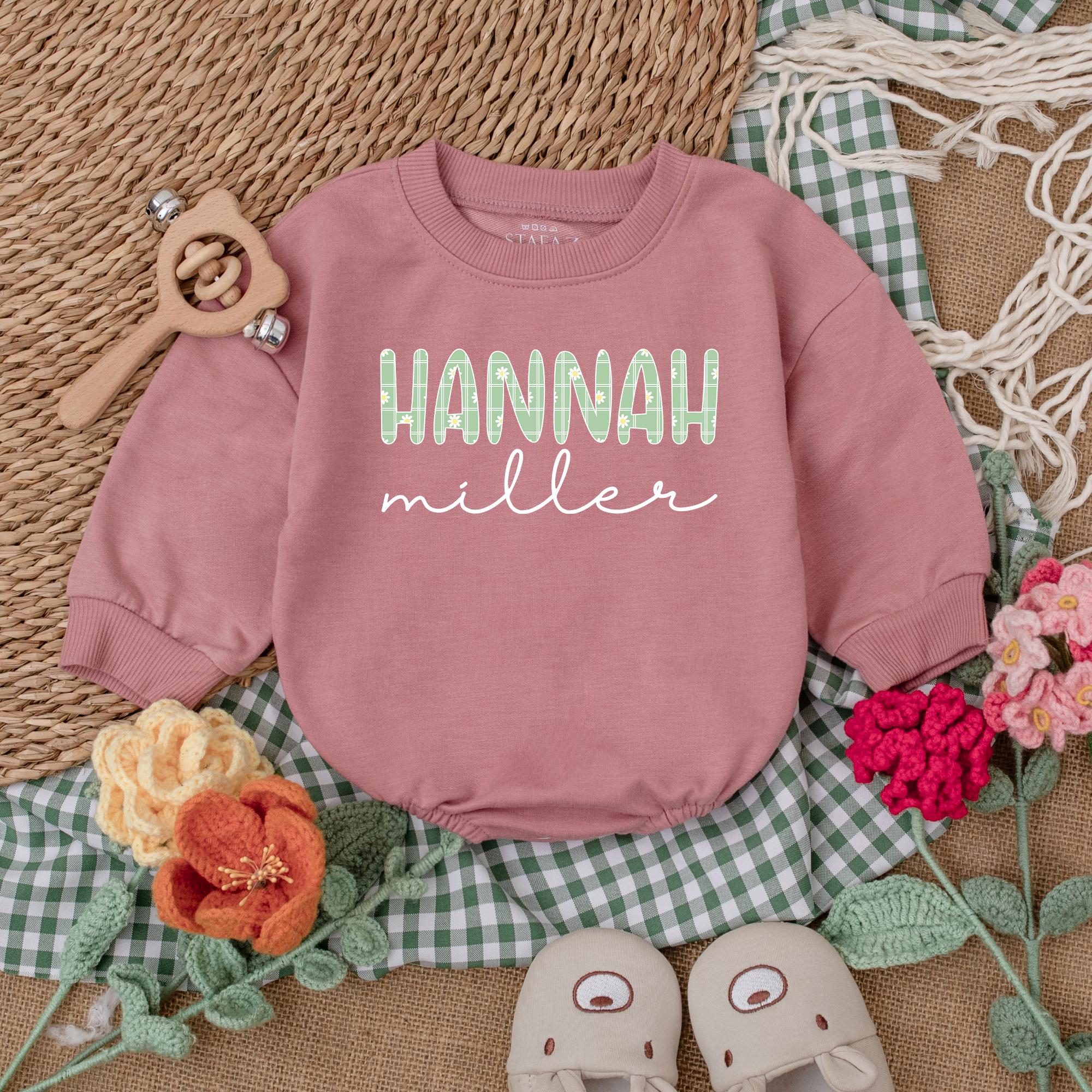 Personalized Hannah Miller Daisy Romper Baby Girl Outfit Newborn Spring Clothes Gift Cotton Soft Coming Home Outfit