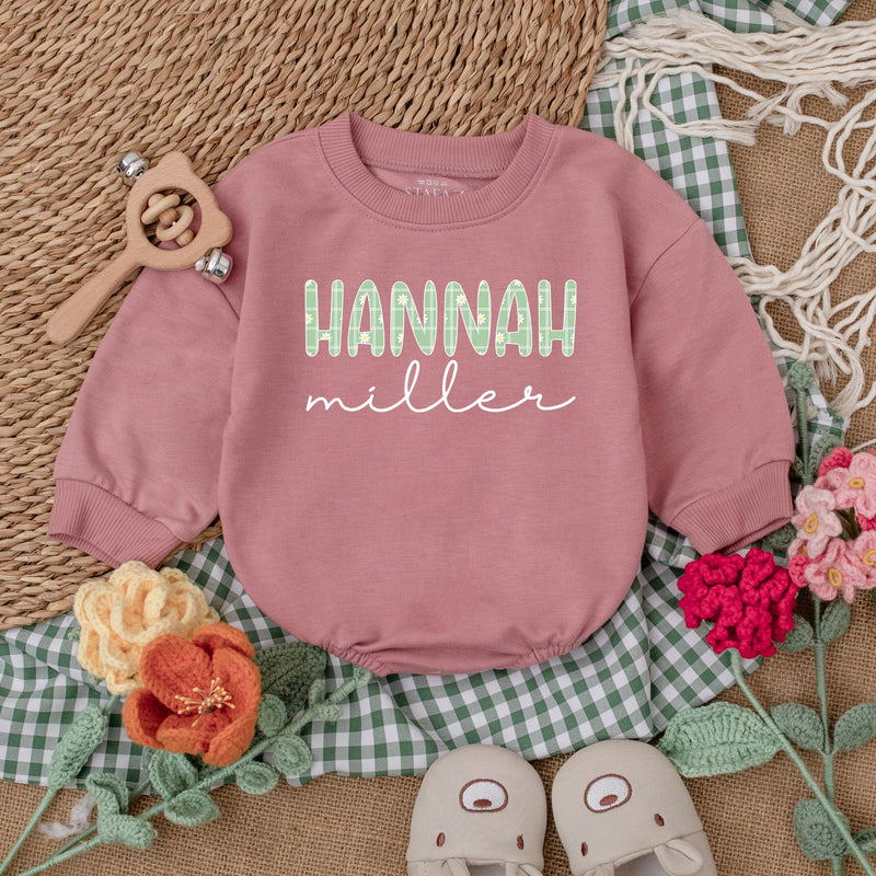 Personalized Hannah Miller Daisy Romper Baby Girl Outfit Newborn Spring Clothes Gift Cotton Soft Coming Home Outfit