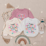 Personalized Happy Mother's Day Baby Romper with Custom Name, Soft Cotton Bodysuit, Whimsical Pastel Colors, Sweet Holiday Gift for Mommy