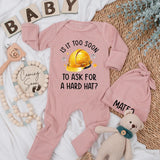 Personalized Hard Hat Baby Bodysuit Funny Construction Outfit Newborn Boys Gift for Builder Family Coming Home Clothes Yellow Design