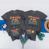 Personalized 'Here Comes the Little Son' Matching Family Shirts – Custom Summer Tees for Baby, Mom, Dad, and Sister – Soft Cotton Outfit