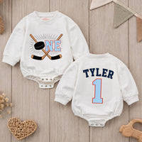 Personalized Hockey Birthday Romper for Baby Boys Custom First Hockey Outfit Soft Cotton for Cake Smash and Celebrations
