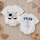 Personalized Hockey Birthday Romper for Baby Boys Custom First Hockey Outfit Soft Cotton for Cake Smash and Celebrations