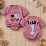 Personalized Hockey Birthday Romper for Baby Boys Custom First Hockey Outfit Soft Cotton for Cake Smash and Celebrations