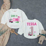 Personalized Hole in One First Birthday Outfit for Baby Girl, Pink Golf Themed Romper with Name, Fun Cake Smash Party Gift