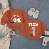 Personalized Hole in One First Birthday Outfit for Baby Girl, Pink Golf Themed Romper with Name, Fun Cake Smash Party Gift