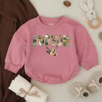 Personalized Hudson Baby Romper with Mallard Duck Design Rustic Gingham Pattern Southern Boys Hunting Outfit Soft Cotton Gift Idea
