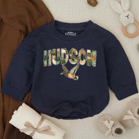 Personalized Hudson Baby Romper with Mallard Duck Design Rustic Gingham Pattern Southern Boys Hunting Outfit Soft Cotton Gift Idea